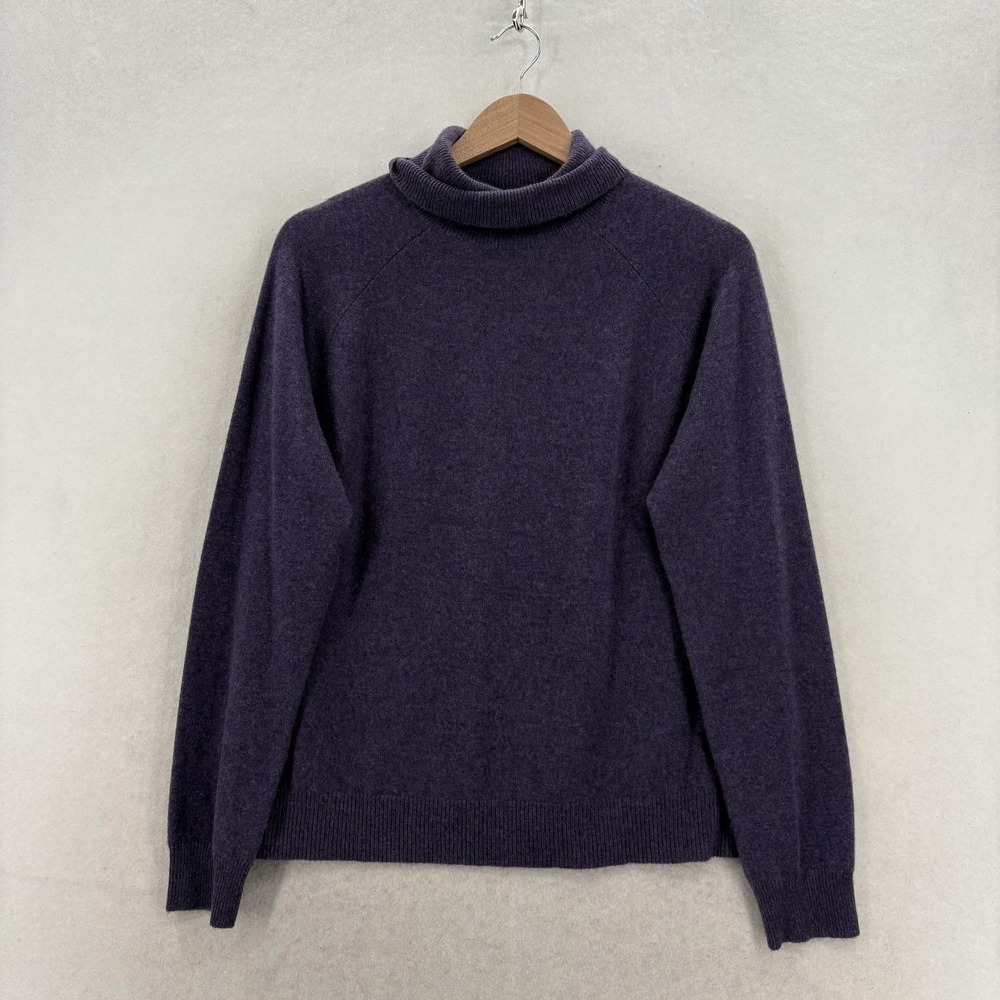 Valerie Stevens Sweater Womens Large Purple Cashmere Turtleneck Knit Hong Kong